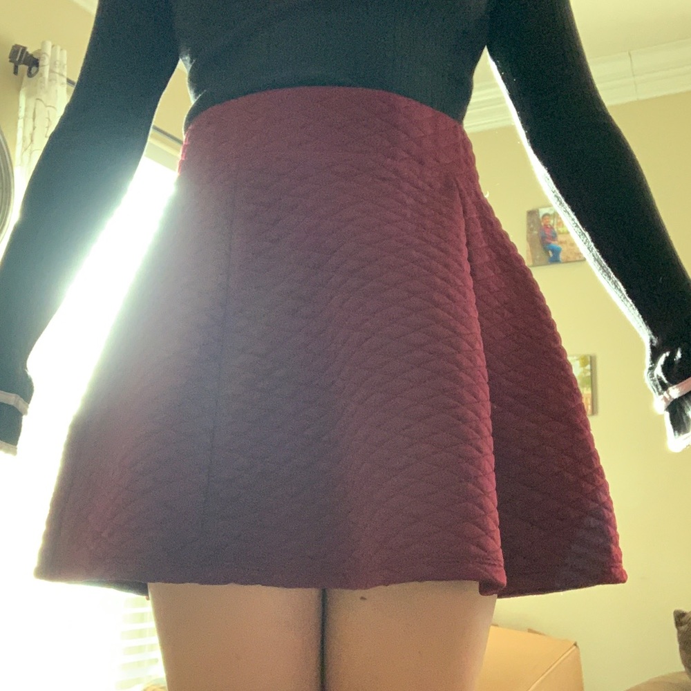 Burgundy mini skirt